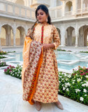 Pure Cotton Floral Print Kurti Set with Printed Bottom & Dupatta