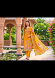 Premium Cotton Mustard Printed Kurta Set with Embroidery & Floral Dupatta