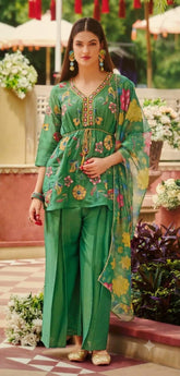 Pure Viscose,Short kurti with embroidery work,simmer weaving& duppta digital print