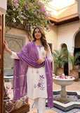 Off-white purple embroided kurta