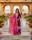 Purple Embroided kurta set