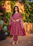 Embroided maroon yok suit