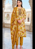 cotton straight kurta set - yellow