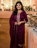 Pure Chinon Silk Fancy Straight Suit Set with Zari Work