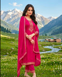 Pure Chinon Silk Fancy Straight Suit Set with Zari Work