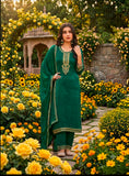 Pure Chinon Silk Fancy Straight Suit Set with Zari Work