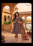 Embroided brown yok suit