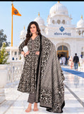 Embroided black-white yok suit