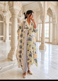 White Digital Print Pure Cotton A-Line Kurti Set with Printed Bottom & Dupatta